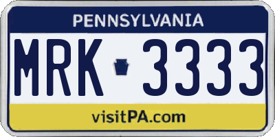 PA license plate MRK3333