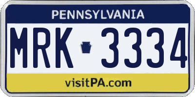 PA license plate MRK3334