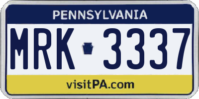 PA license plate MRK3337