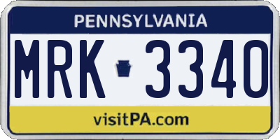 PA license plate MRK3340