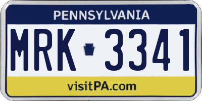 PA license plate MRK3341
