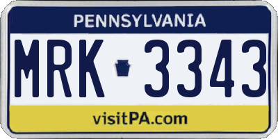 PA license plate MRK3343