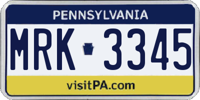 PA license plate MRK3345