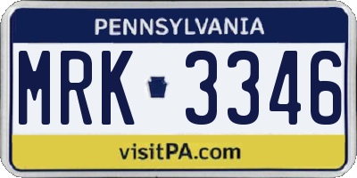PA license plate MRK3346