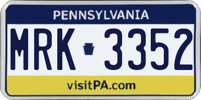 PA license plate MRK3352