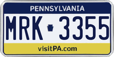 PA license plate MRK3355