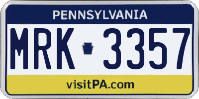 PA license plate MRK3357