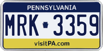 PA license plate MRK3359