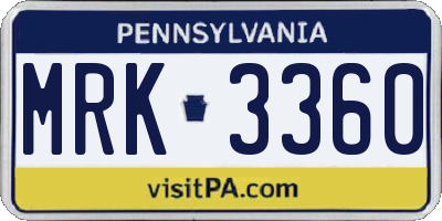 PA license plate MRK3360