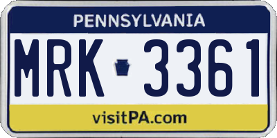 PA license plate MRK3361