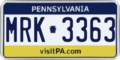 PA license plate MRK3363