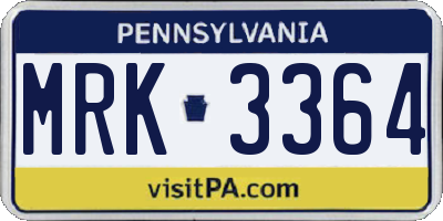 PA license plate MRK3364