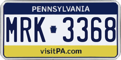 PA license plate MRK3368
