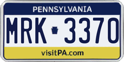 PA license plate MRK3370