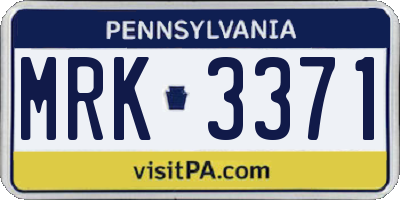 PA license plate MRK3371