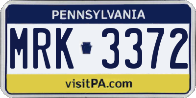 PA license plate MRK3372