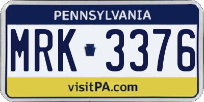 PA license plate MRK3376