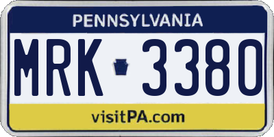 PA license plate MRK3380