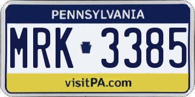 PA license plate MRK3385