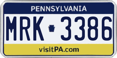 PA license plate MRK3386