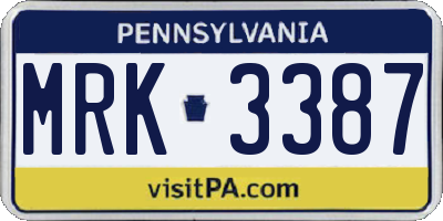 PA license plate MRK3387
