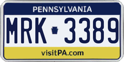 PA license plate MRK3389