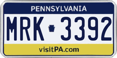 PA license plate MRK3392