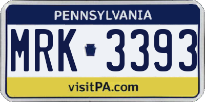 PA license plate MRK3393