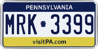 PA license plate MRK3399