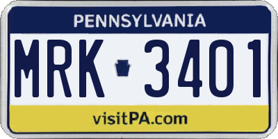 PA license plate MRK3401