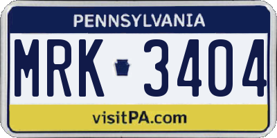 PA license plate MRK3404