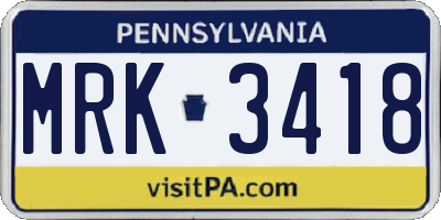 PA license plate MRK3418