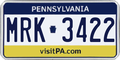 PA license plate MRK3422