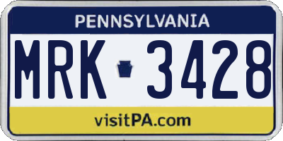 PA license plate MRK3428