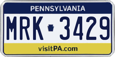 PA license plate MRK3429