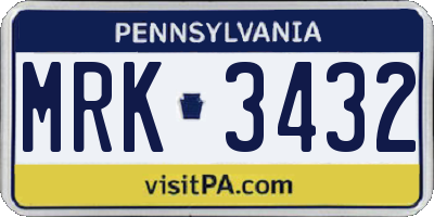 PA license plate MRK3432