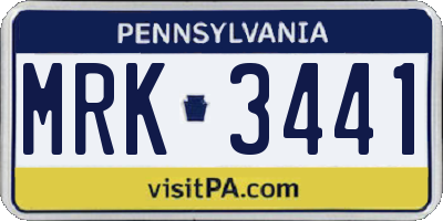 PA license plate MRK3441