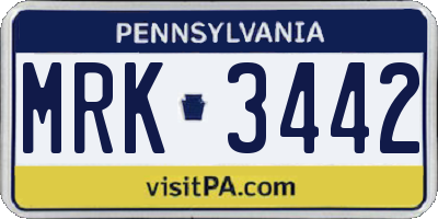 PA license plate MRK3442