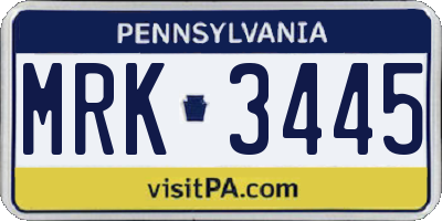 PA license plate MRK3445