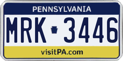 PA license plate MRK3446