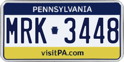 PA license plate MRK3448