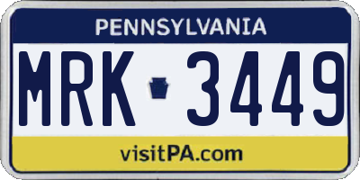 PA license plate MRK3449