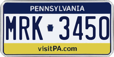 PA license plate MRK3450