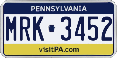 PA license plate MRK3452