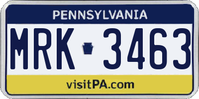 PA license plate MRK3463