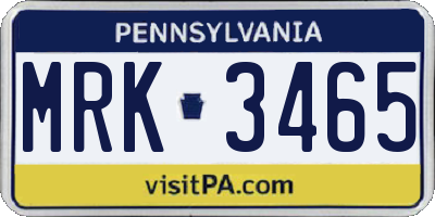PA license plate MRK3465