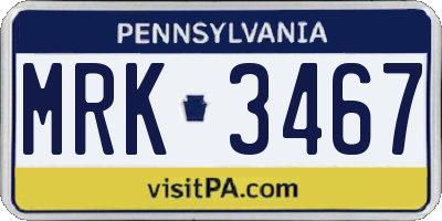 PA license plate MRK3467