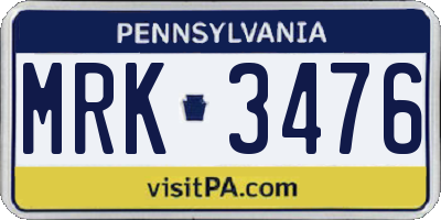 PA license plate MRK3476
