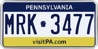 PA license plate MRK3477