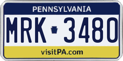 PA license plate MRK3480